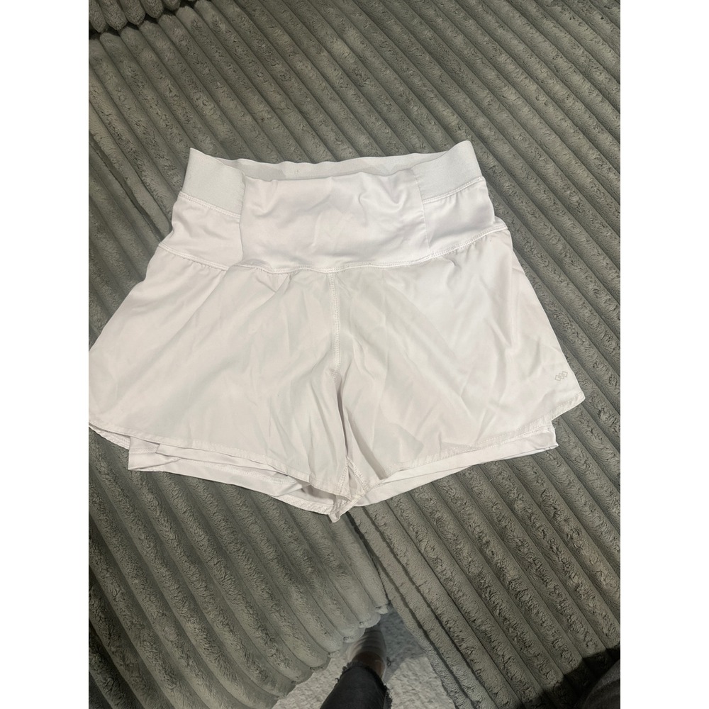 Legend Womens White 2-in-1 Running Shorts High Rise Built-in Liner Size Small